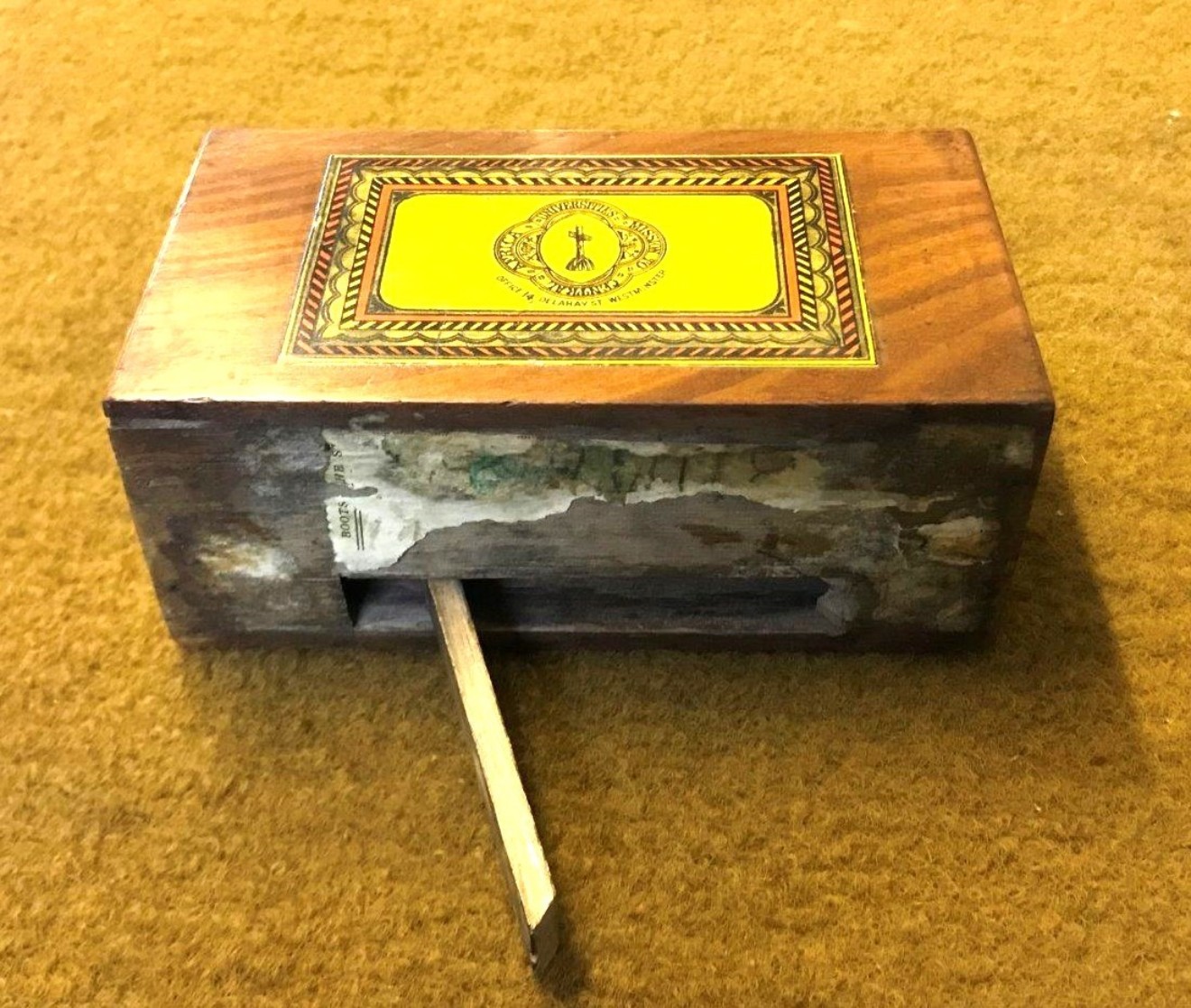 Antique Wooden Collection Box "Universities Mission to Central Africa"