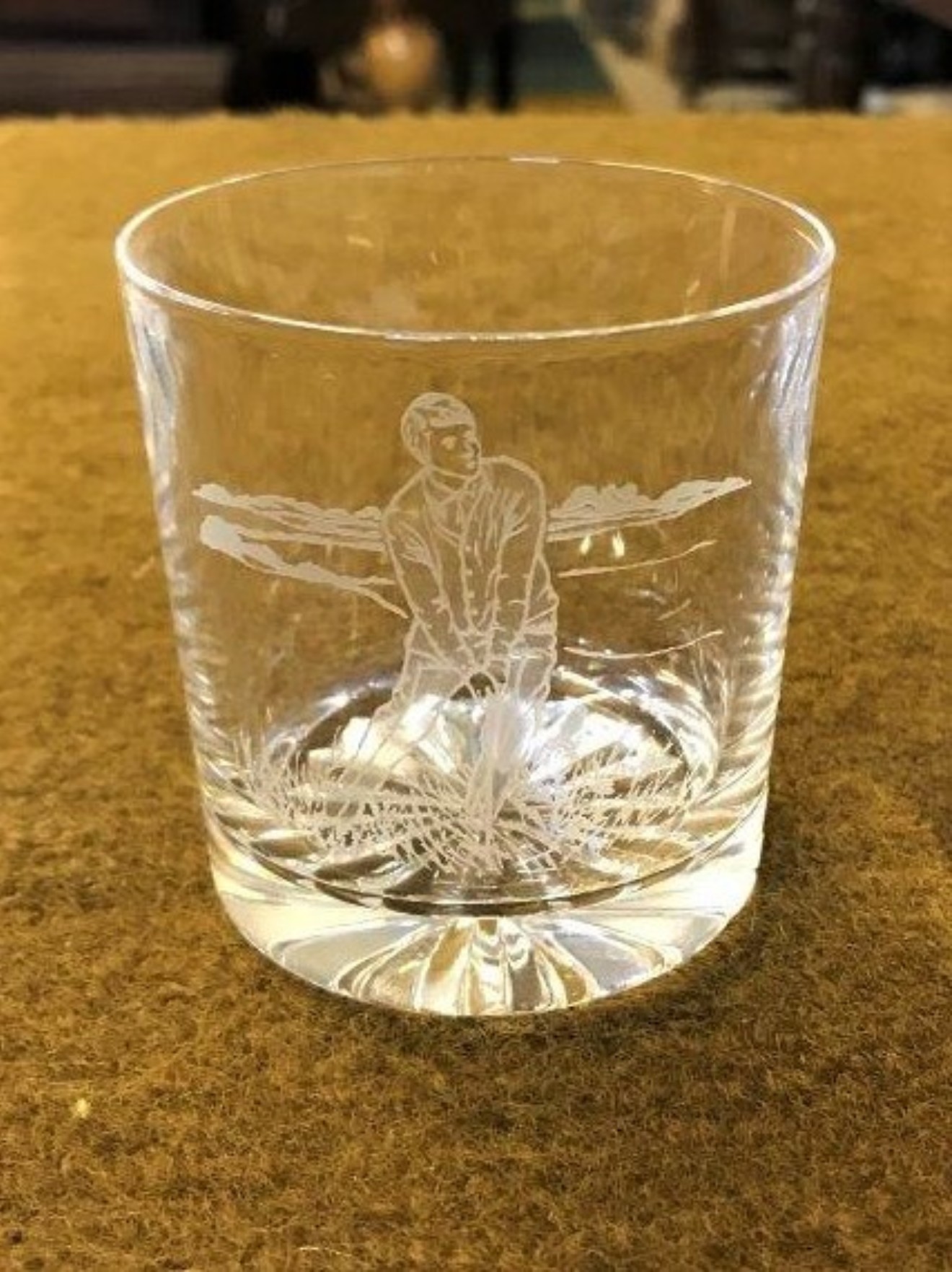 Edinburgh Crystal Golfer Decanter and 4 Etched Whisky Tumblers