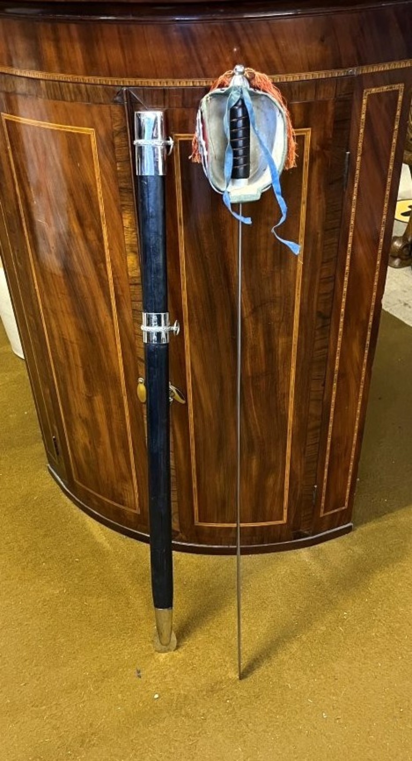 Vintage Replica Scottish Basket Hilt Broadsword and Scabbard
