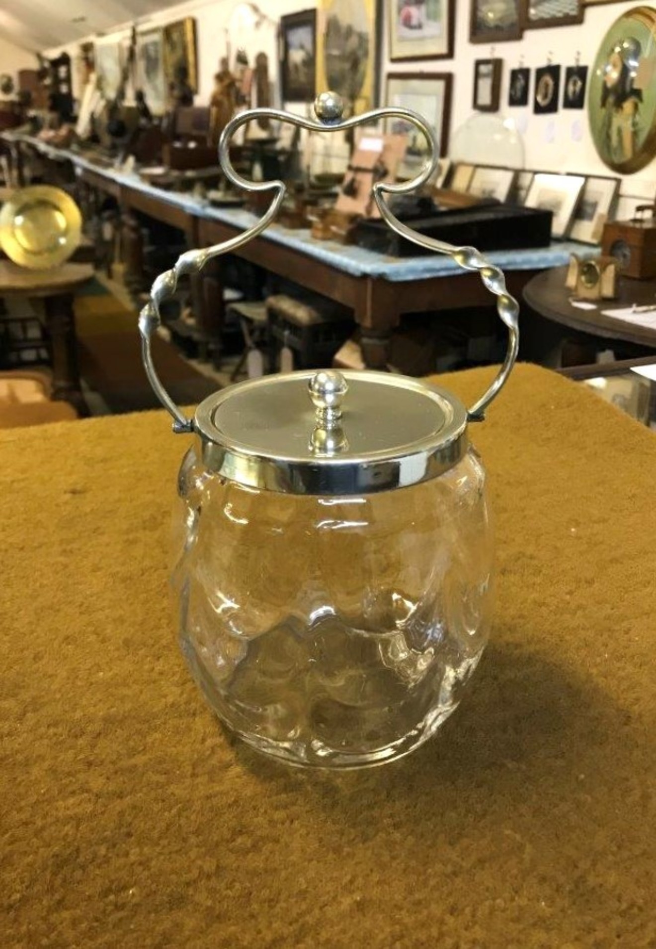 Antique Silver Plate & Faceted Glass Biscuit Barrel Davis & Sons Glasgow