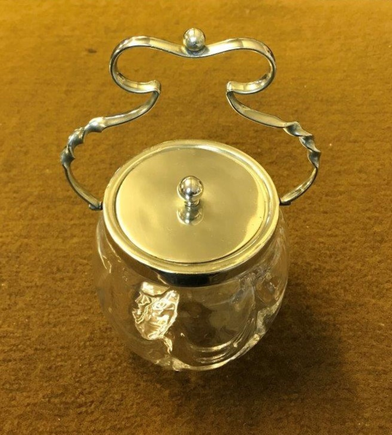 Antique Silver Plate & Faceted Glass Biscuit Barrel Davis & Sons Glasgow