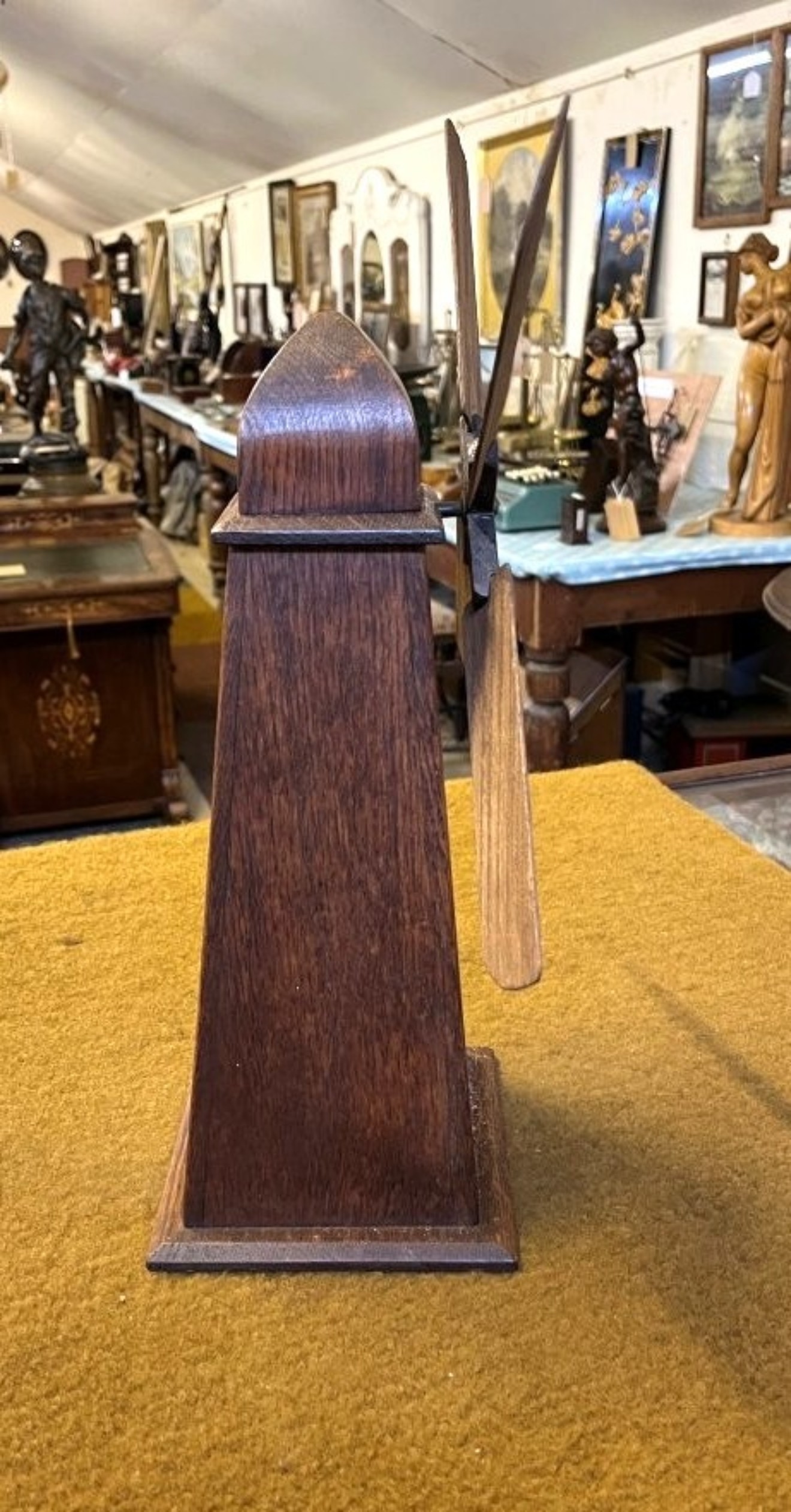 Antique Oak Windmill Penny Bank