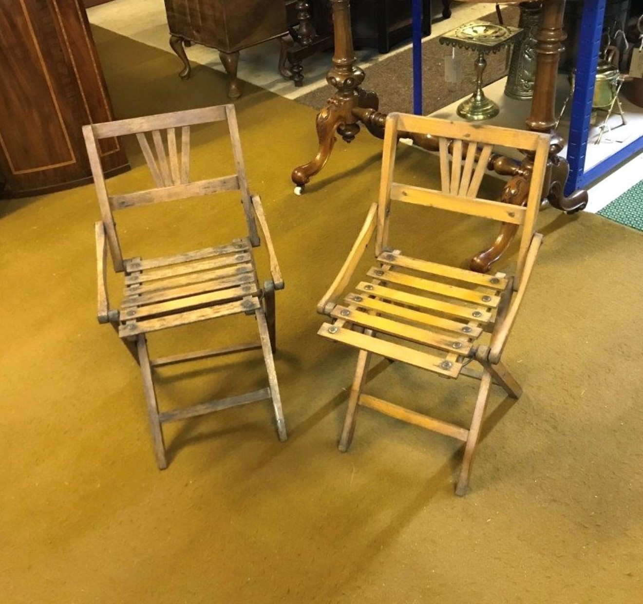 Vintage Pair of Reguitti Brothers Style Child's / Doll's Folding Chairs