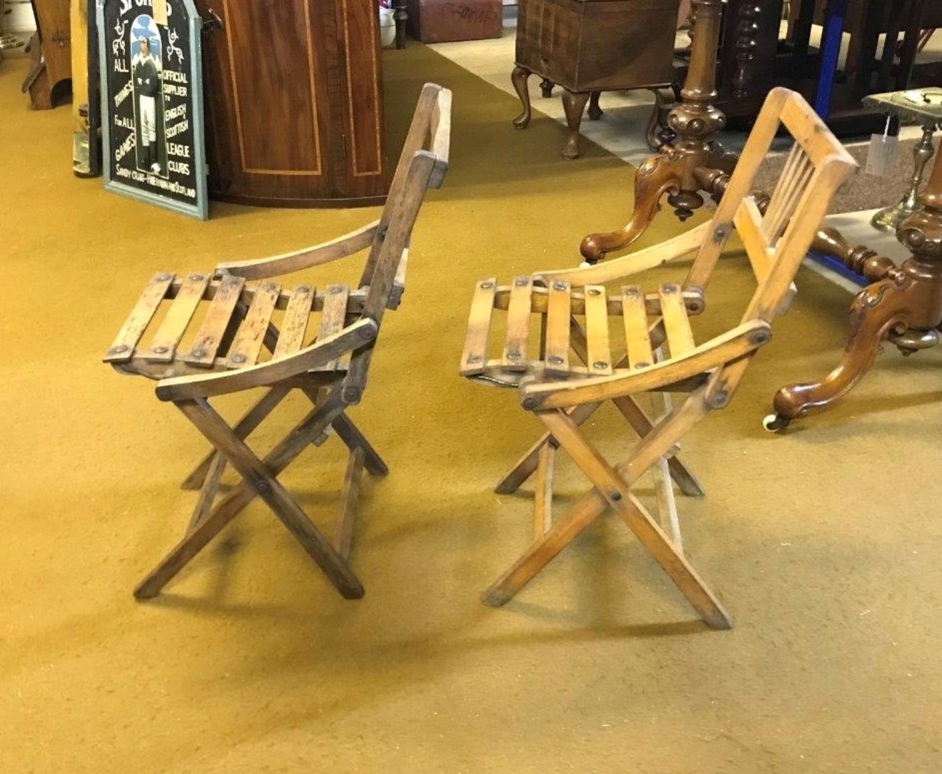 Vintage Pair of Reguitti Brothers Style Child's / Doll's Folding Chairs