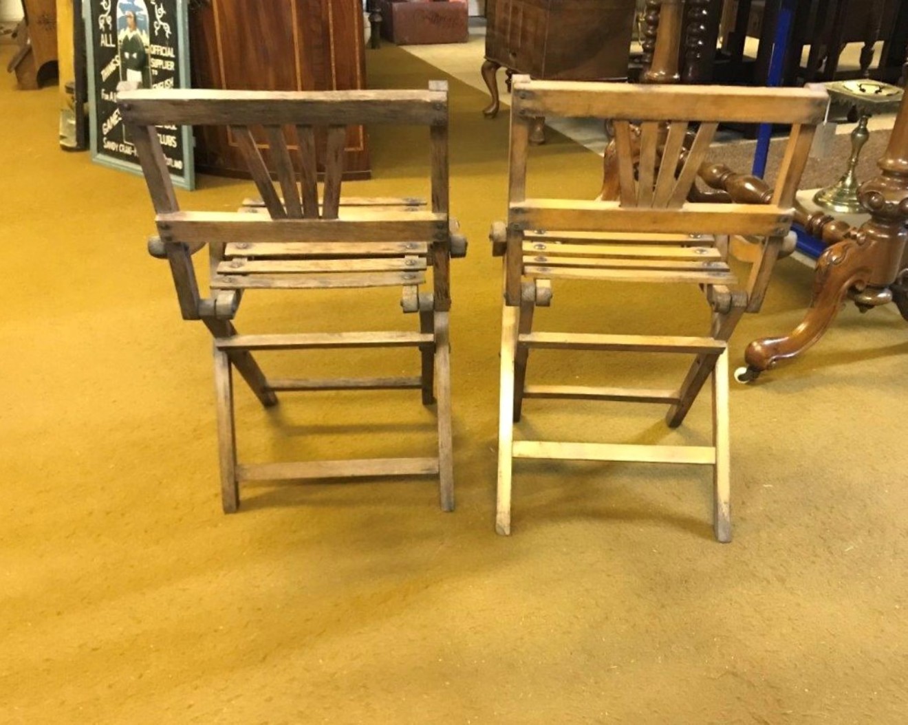 Vintage Pair of Reguitti Brothers Style Child's / Doll's Folding Chairs