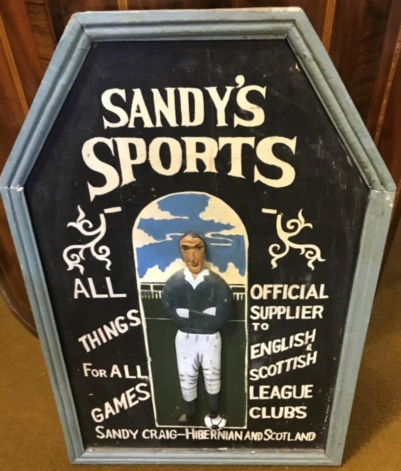 Vintage Wooden "Sandy's Sports" Advertising Sign