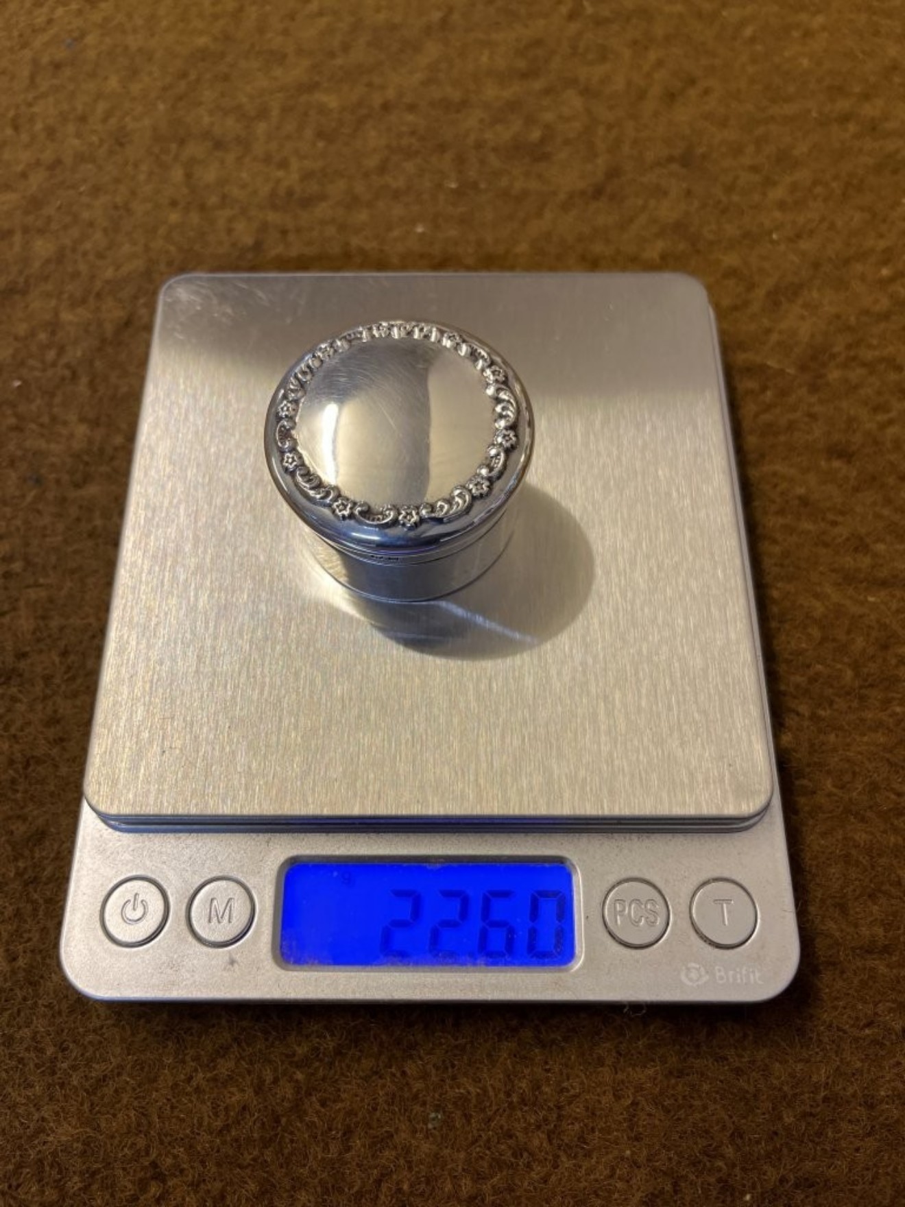 Antique Sterling Silver Pill Box by Mappin & Webb ﻿Hallmarked Birmingham 1911