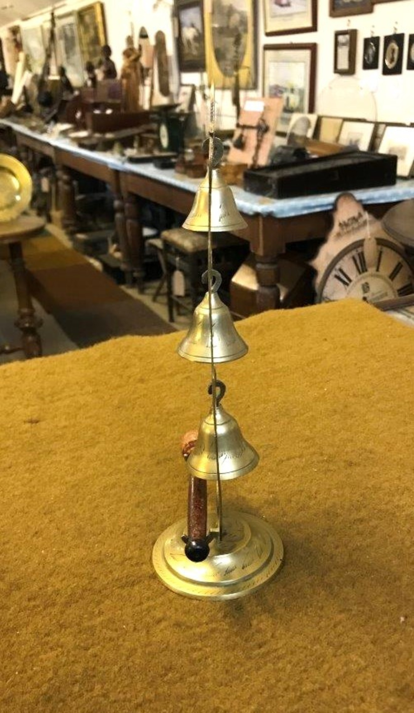 Vintage Brass Bell Tree Complete with Wooden Striker