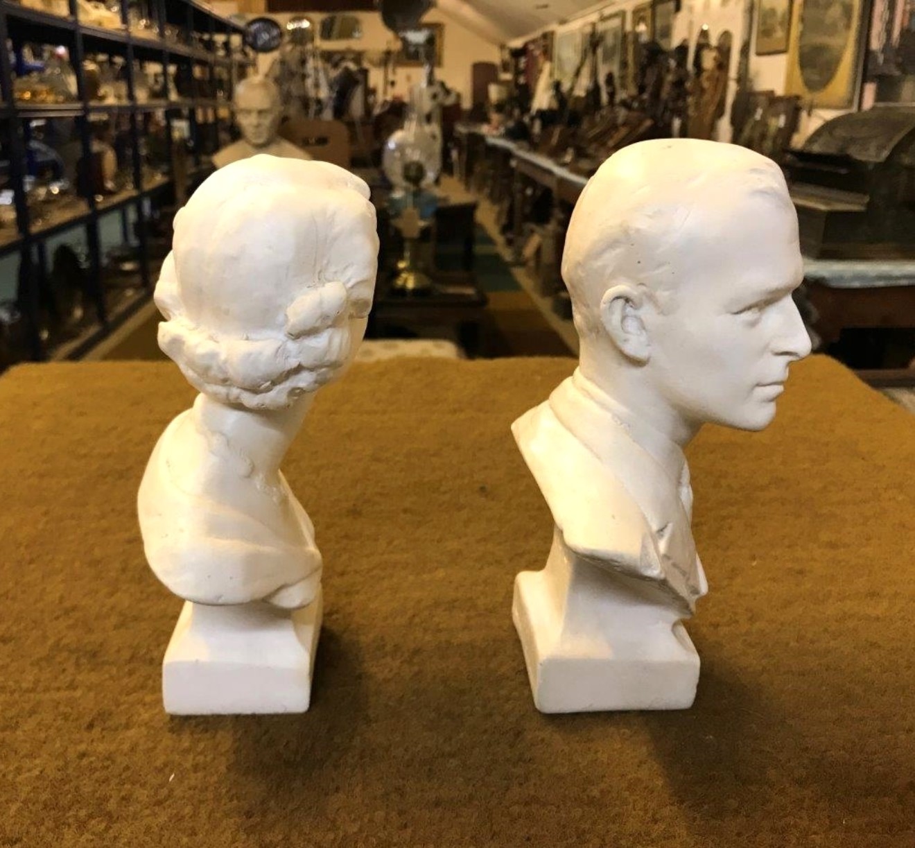 Plaster Busts Queen Elizabeth II and The Duke of Edinburgh Created for the Coronation 1953