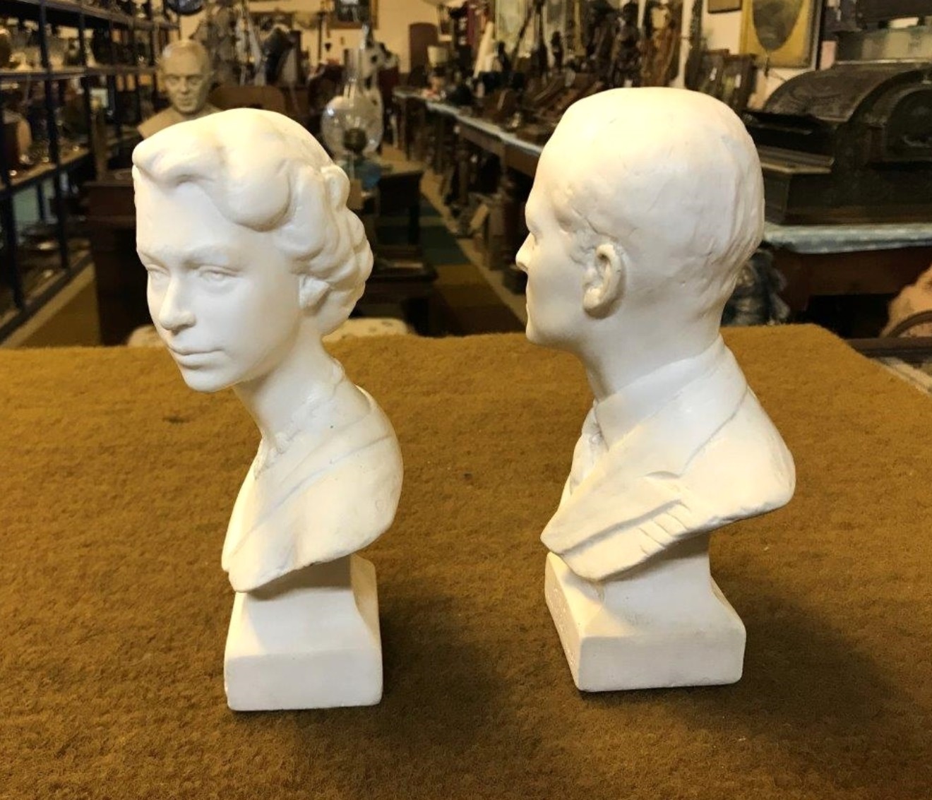 Plaster Busts Queen Elizabeth II and The Duke of Edinburgh Created for the Coronation 1953