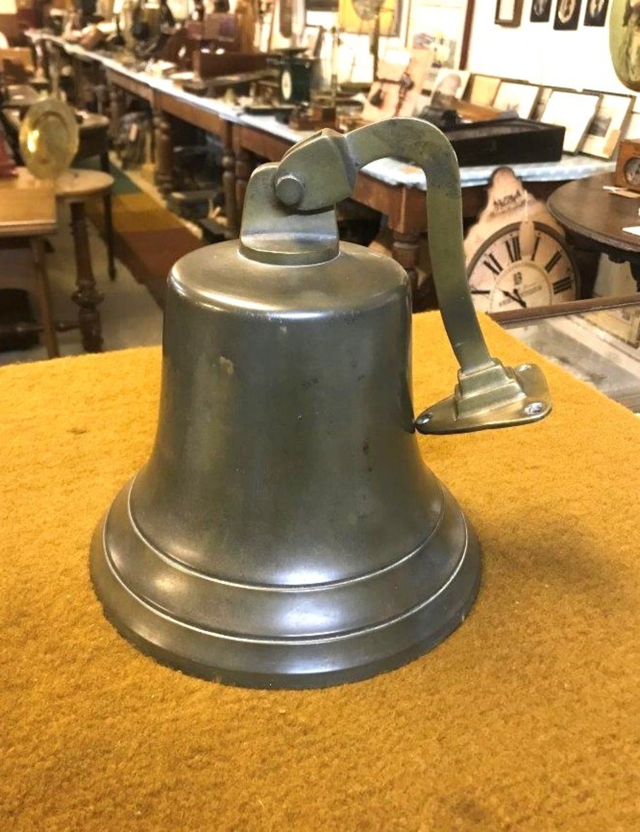 Vintage Large Brass Wall Mounted Bell Bar Closing Time / Yard / Ships Bell