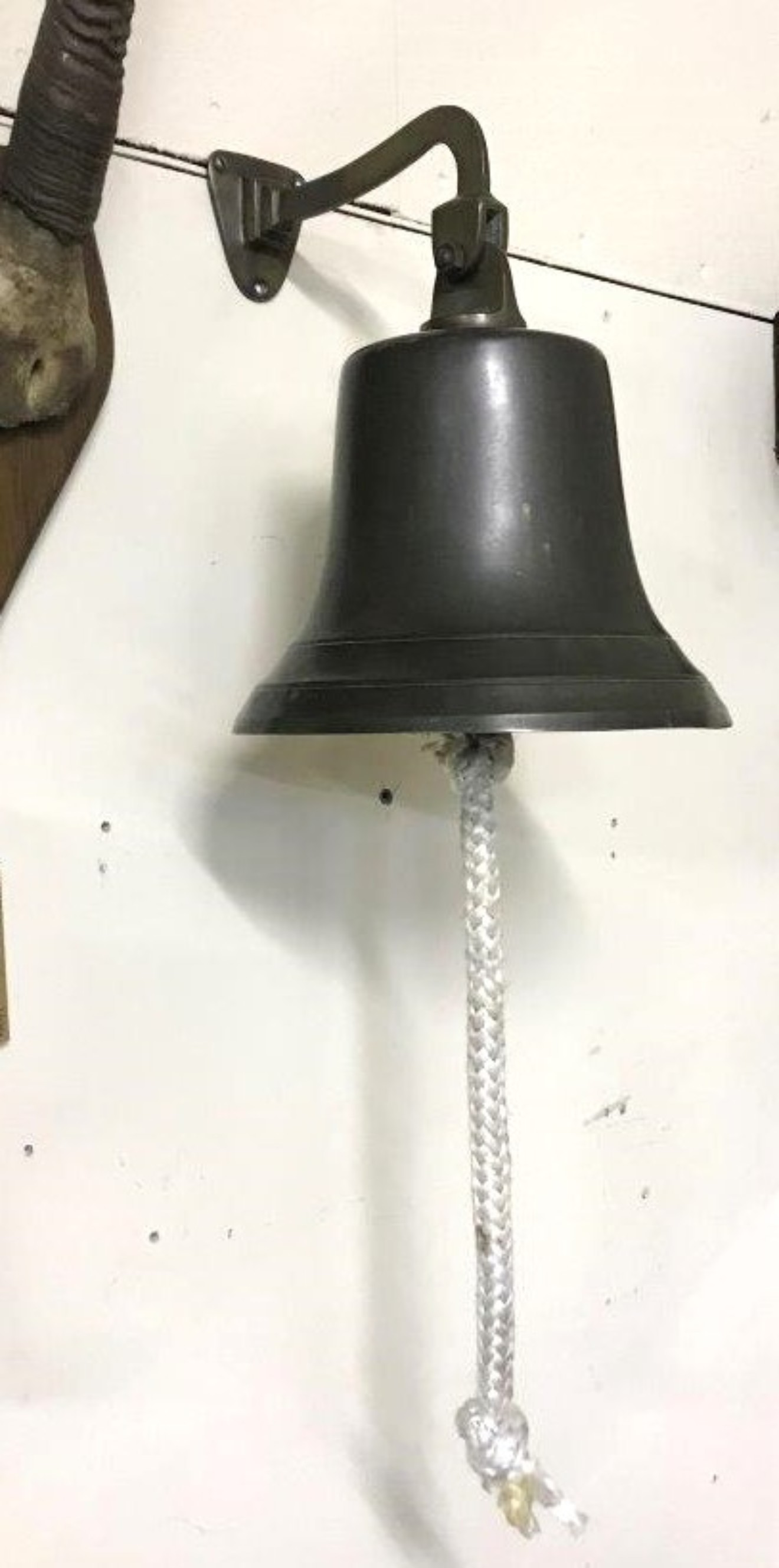 Vintage Large Brass Wall Mounted Bell Bar Closing Time / Yard / Ships Bell