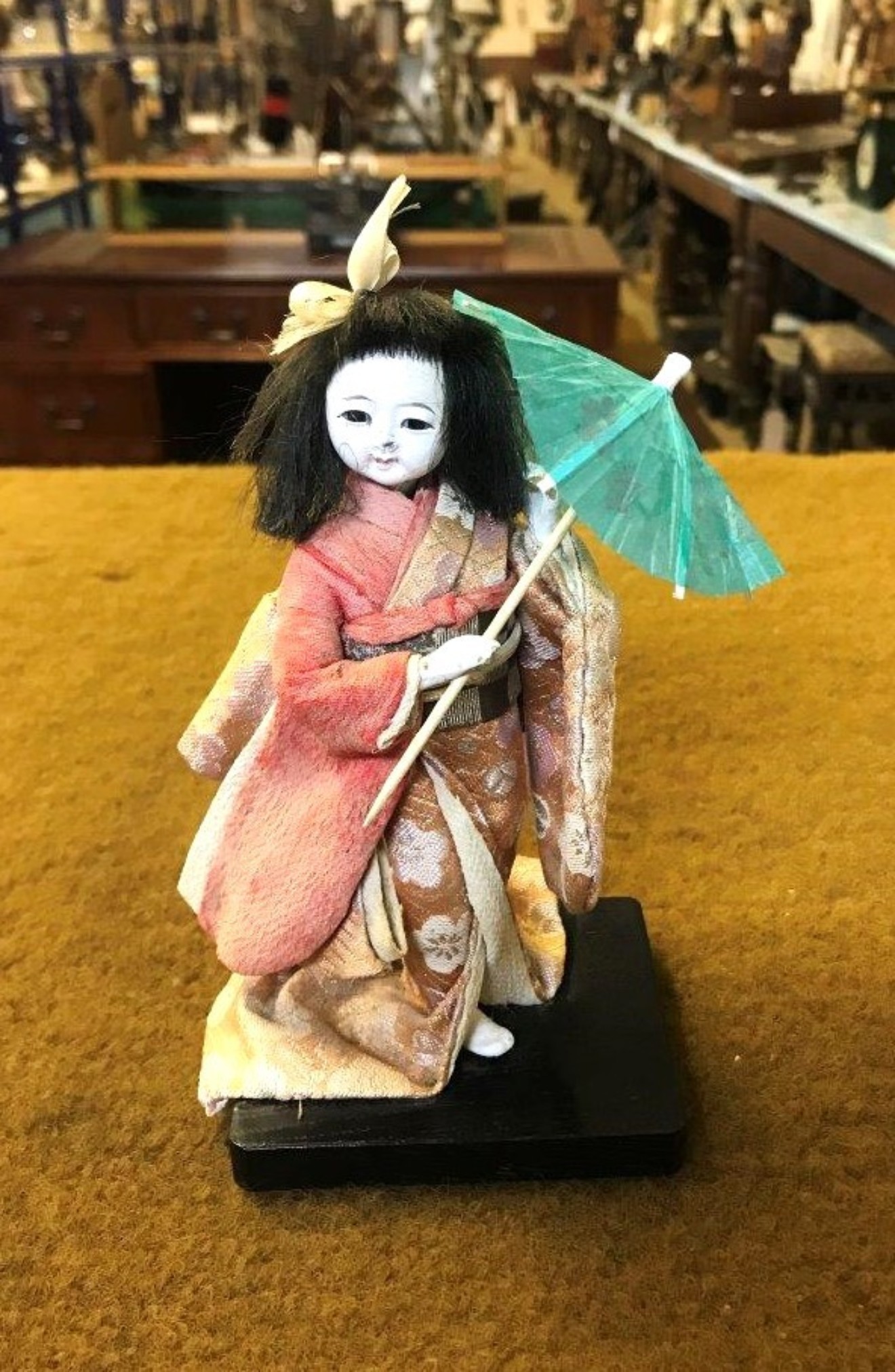 Vintage Japanese Orian Gofun Doll with Parasol