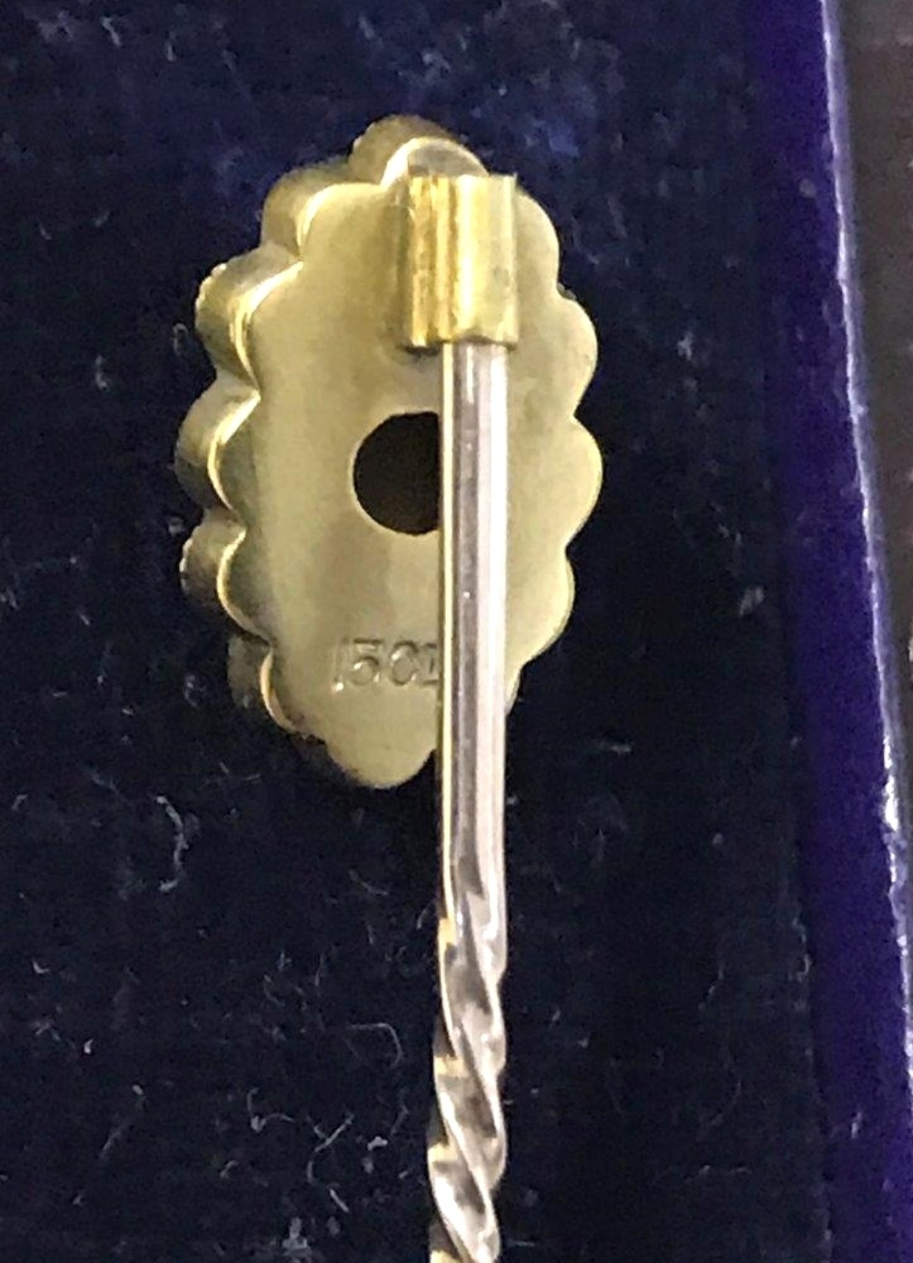 Antique Cased 15 Carat Gold Pearl Stick Pin