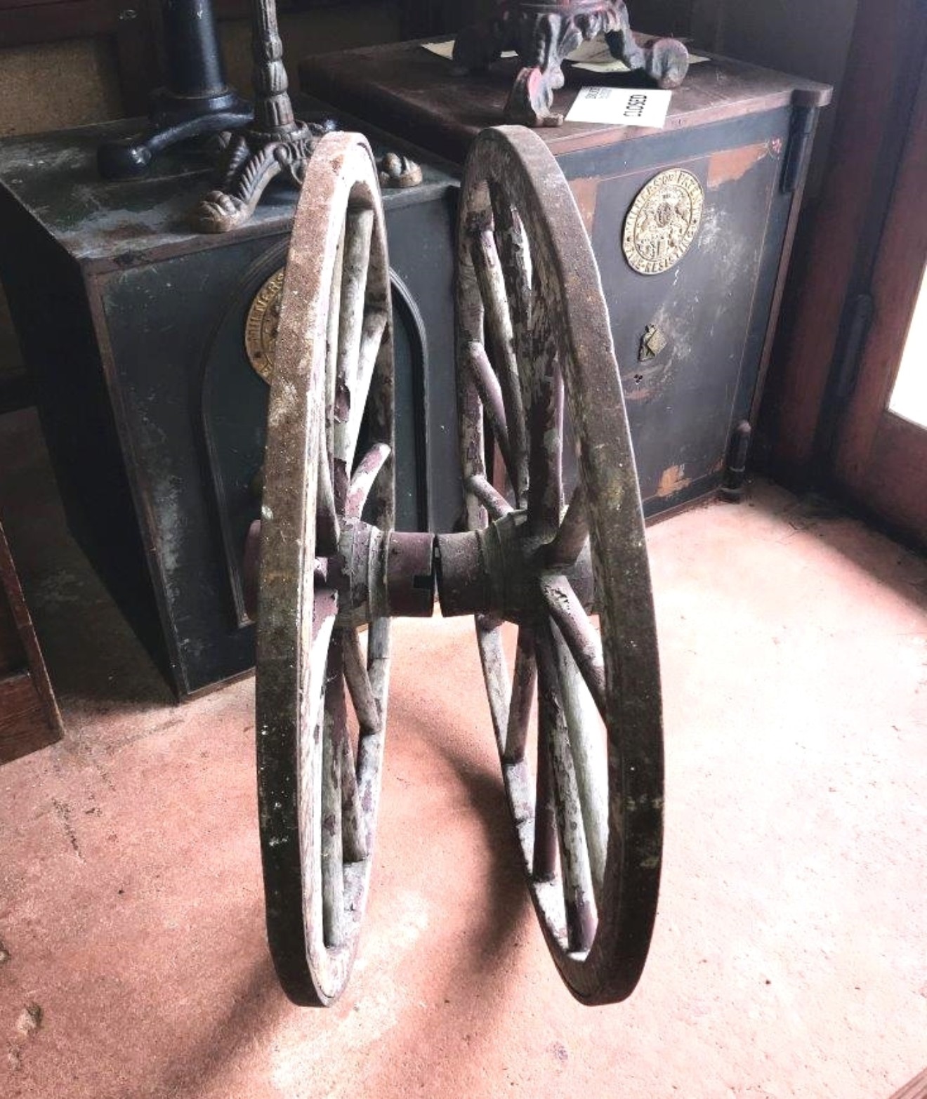 Vintage Pair of 12 Spoke Cart Wheels