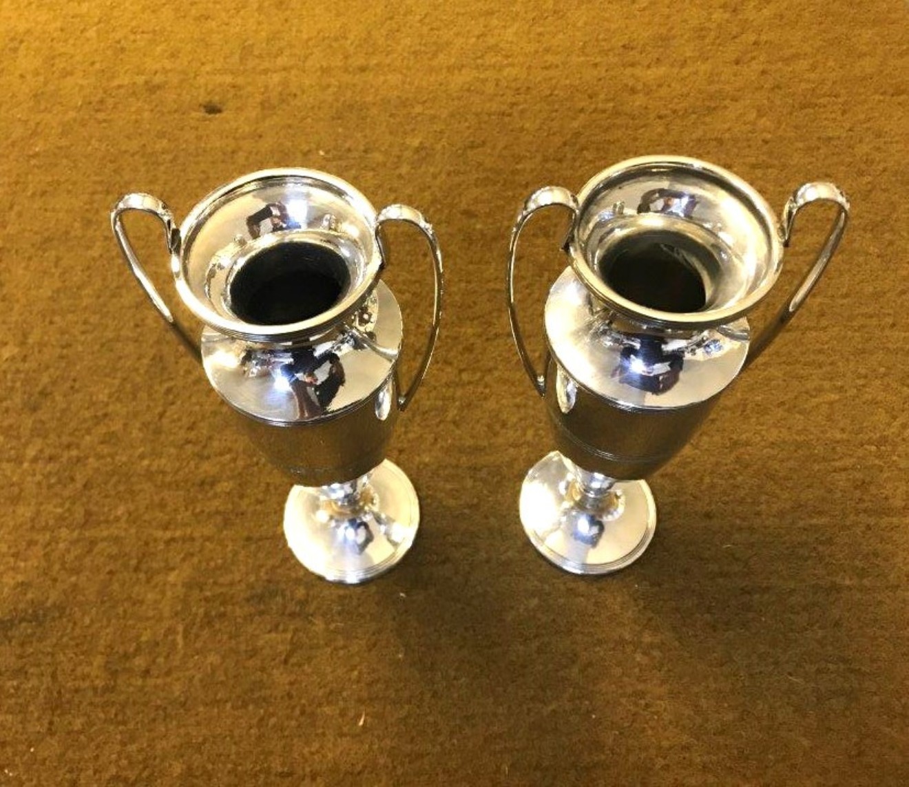 Vintage Pair of Silver Plated Posy Vases