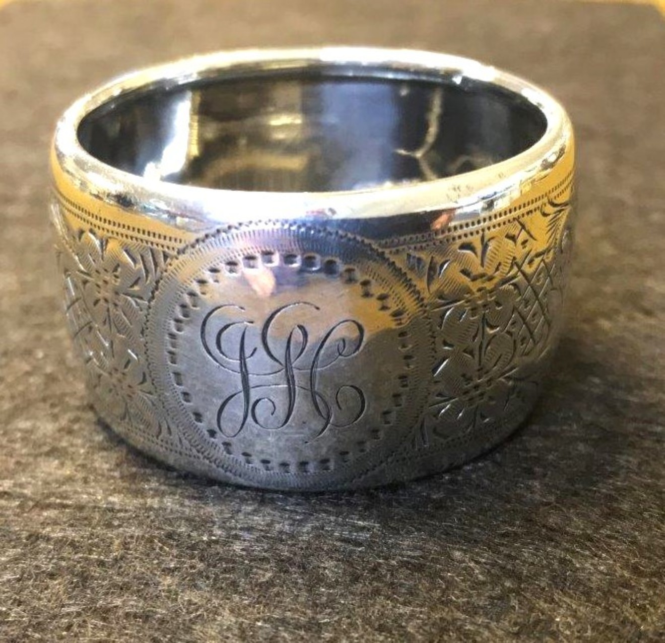 Antique Sterling Silver Napkin Ring Monogramed JH
