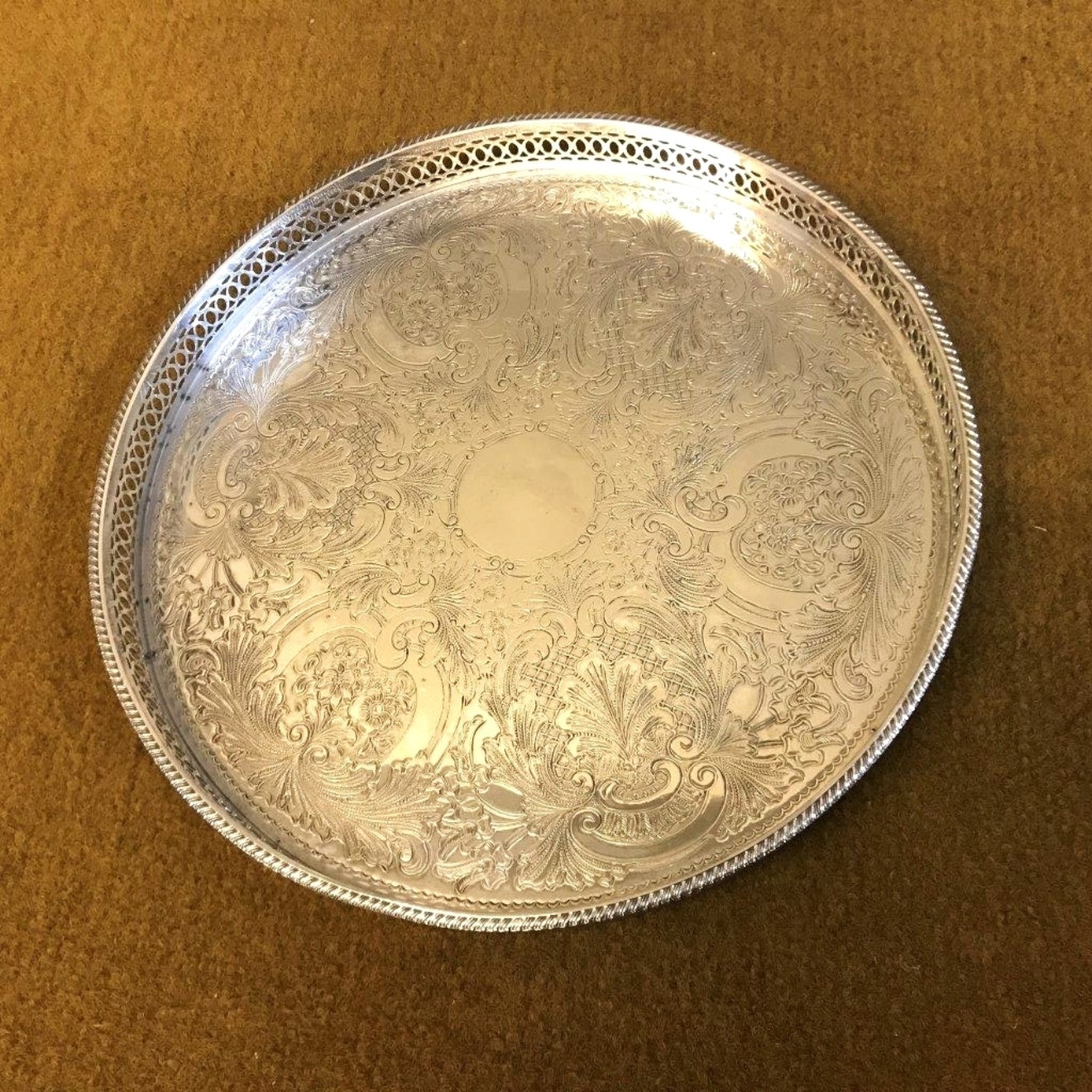 Drinks Serving Tray Silver Plate on Copper