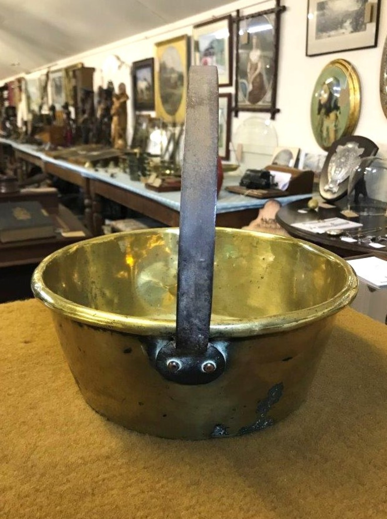 Antique Brass Berry Pan Circa Early 20th C