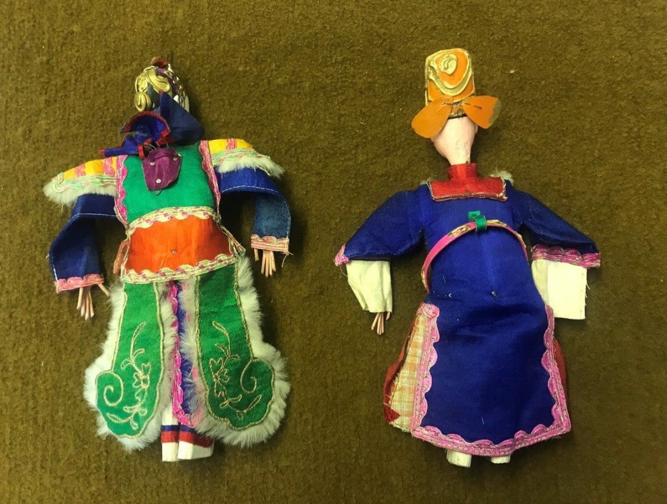 Antique Pair of Chinese Opera Dolls One with Signature on the Neck