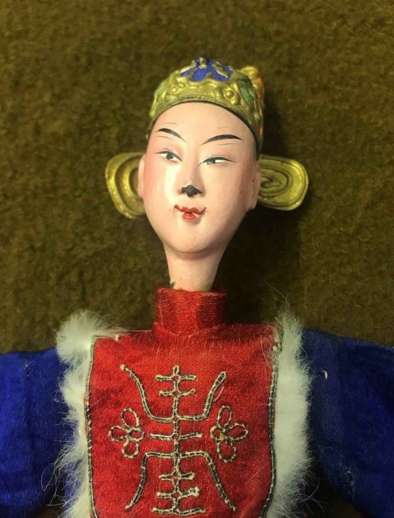 Antique Pair of Chinese Opera Dolls One with Signature on the Neck