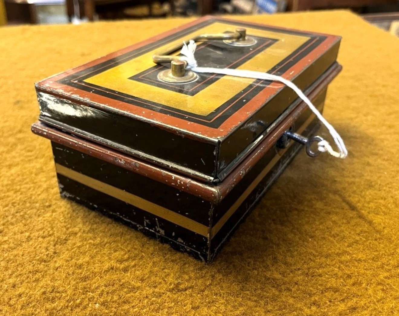 Vintage Metal 2 Tier Cash Box with Lock & Key and Internal Compartments