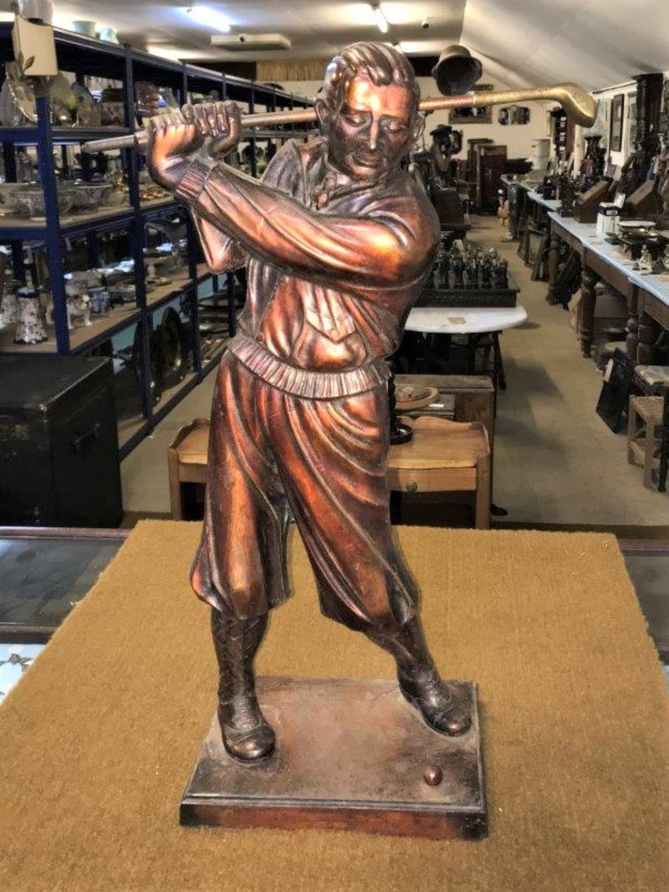 Bronze Golfer Fireside Companion Set