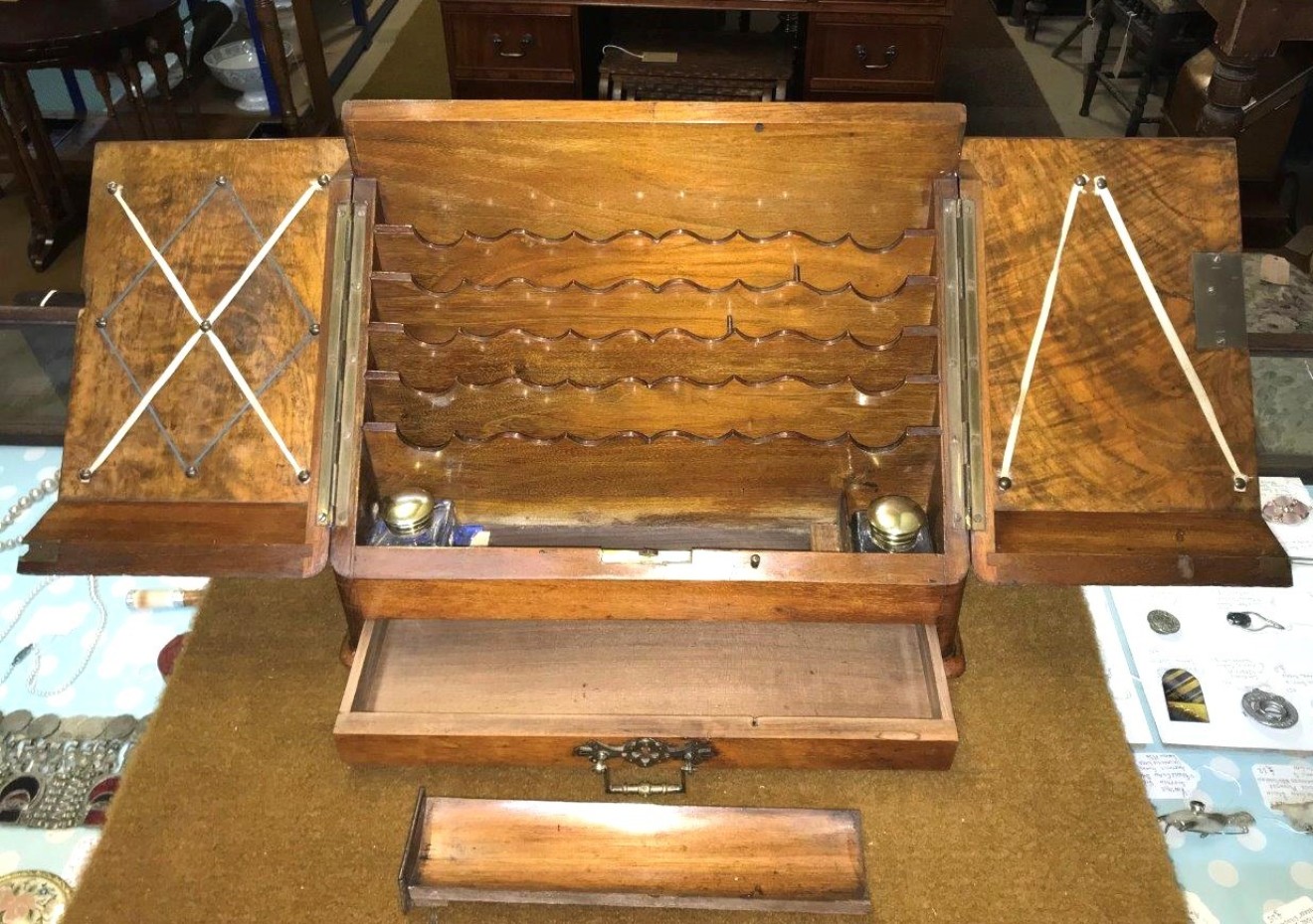 Victorian Walnut Stationery Box