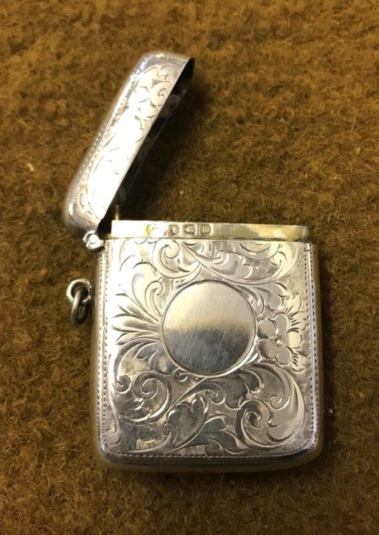 Antique Sterling Silver Vesta Case Hallmarked for Williams Birmingham Ltd 1911