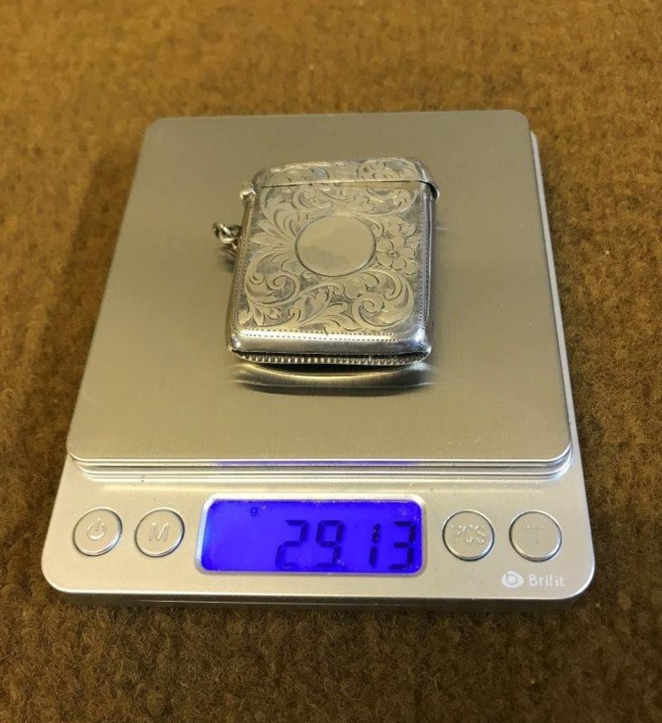 Antique Sterling Silver Vesta Case Hallmarked for Williams Birmingham Ltd 1911