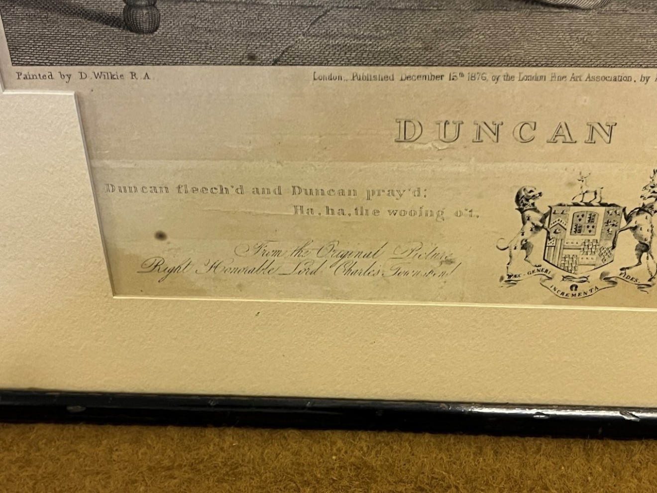 Antique Print Duncan Gray from the Original Painting by D Wilkie R.A. and ﻿Engraved by F Engleheart