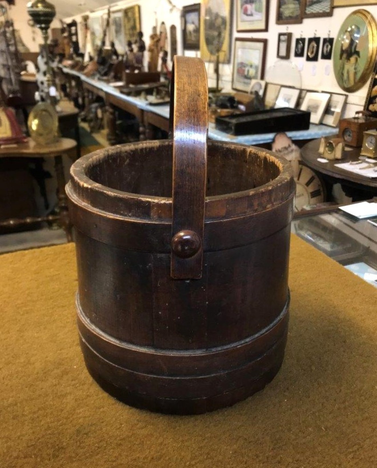 Antique Pine & Bentwood Staved Bucket