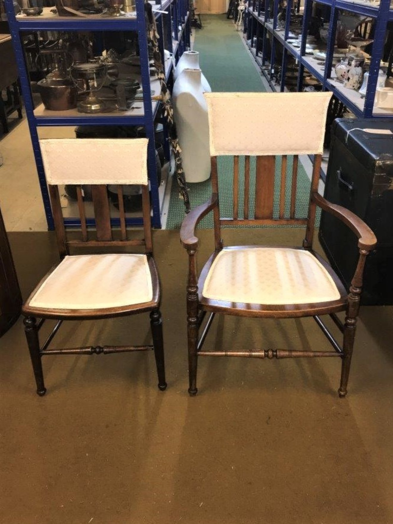 Pair Early 20th Century Mahogany Hall / Bedroom Chairs