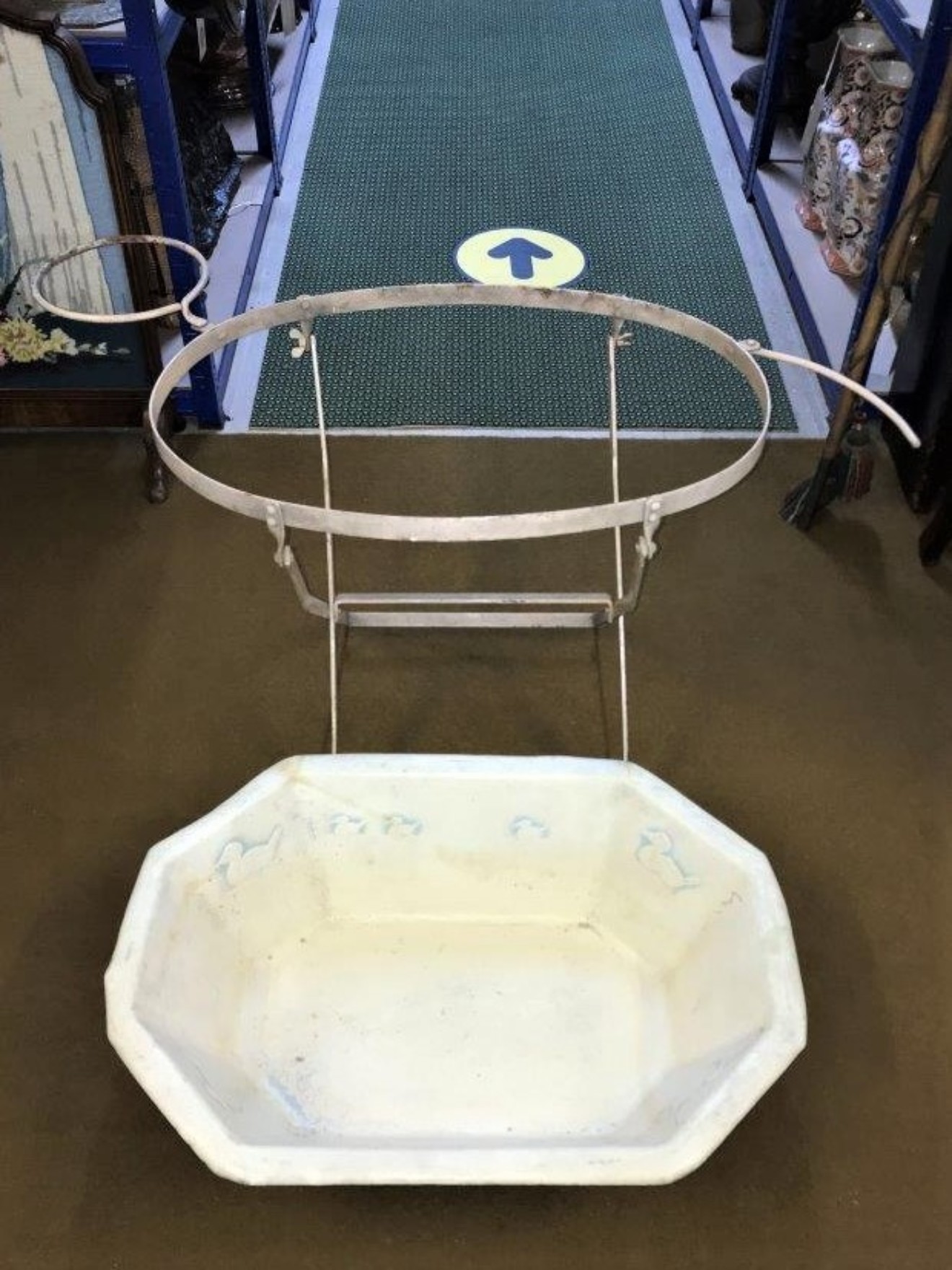 Vintage Aluminium Baby's Bath and Iron Folding Stand