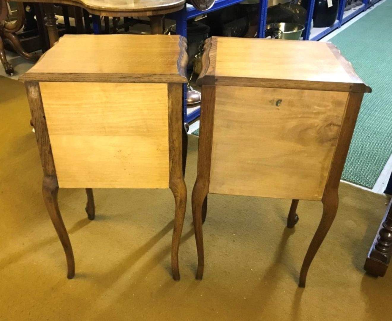 Vintage Pair of Louis XV Style French Oak Bedside Cabinets ﻿