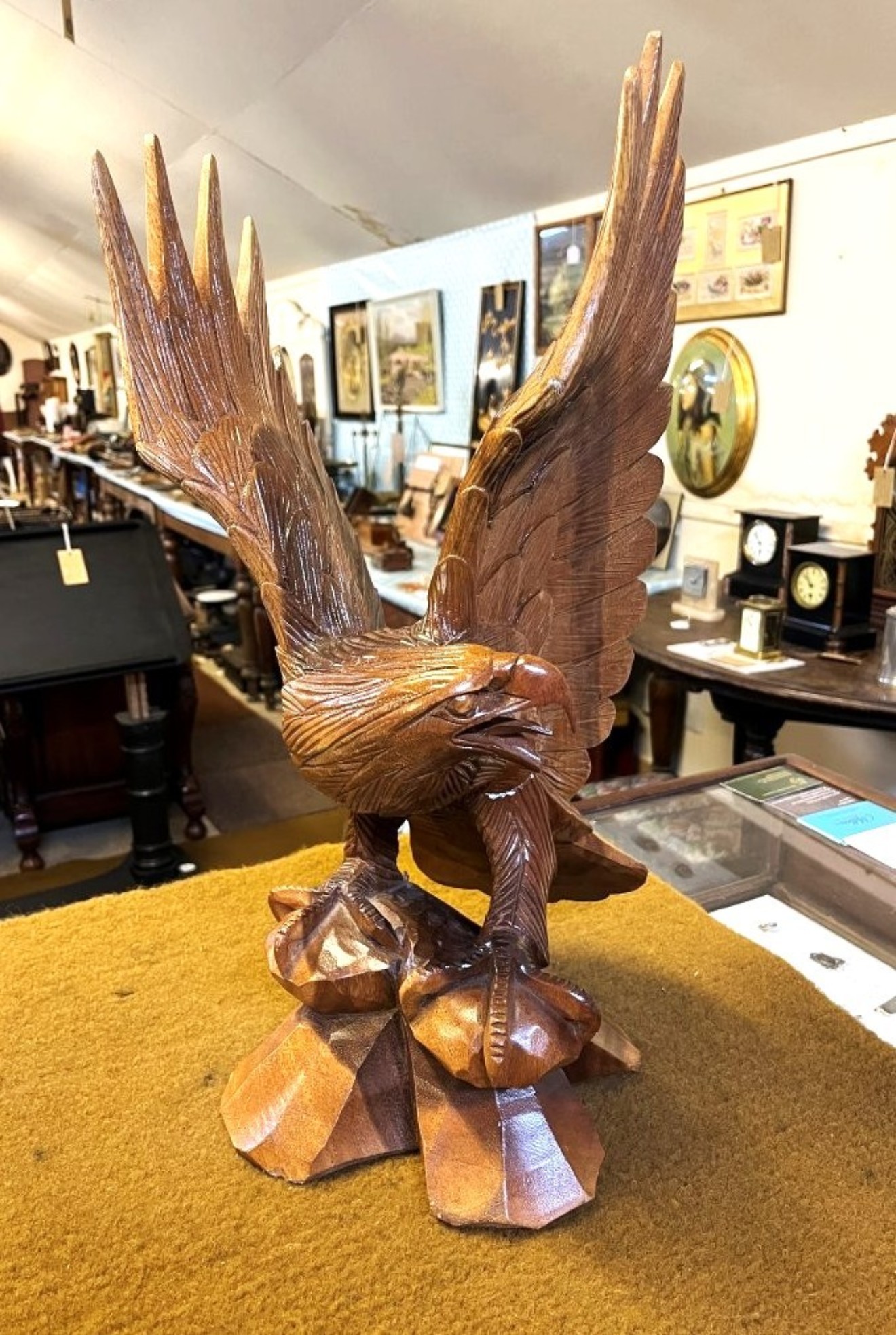 Vintage 21" High Carved Wood American Eagle Figure
