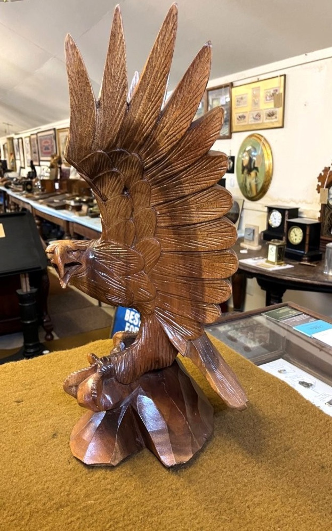 Vintage 21" High Carved Wood American Eagle Figure
