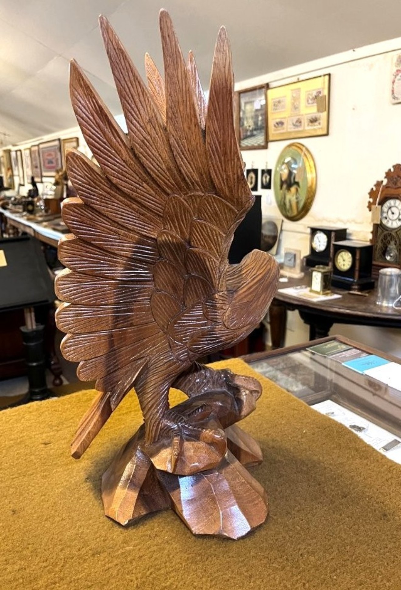 Vintage 21" High Carved Wood American Eagle Figure
