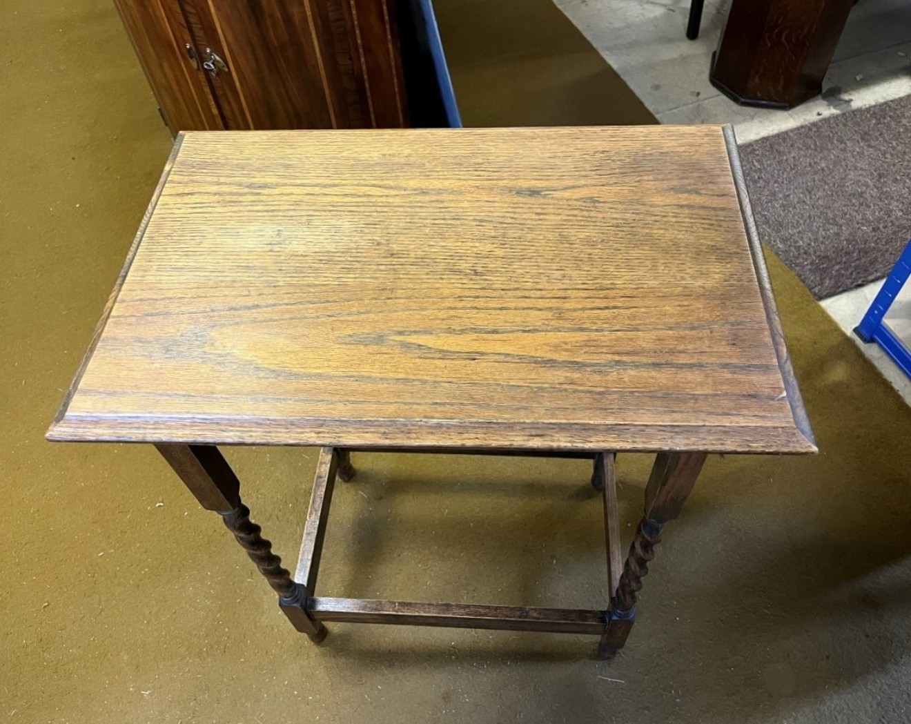 Antique Oak Rectangular Occasional Table with Barley Twist Legs