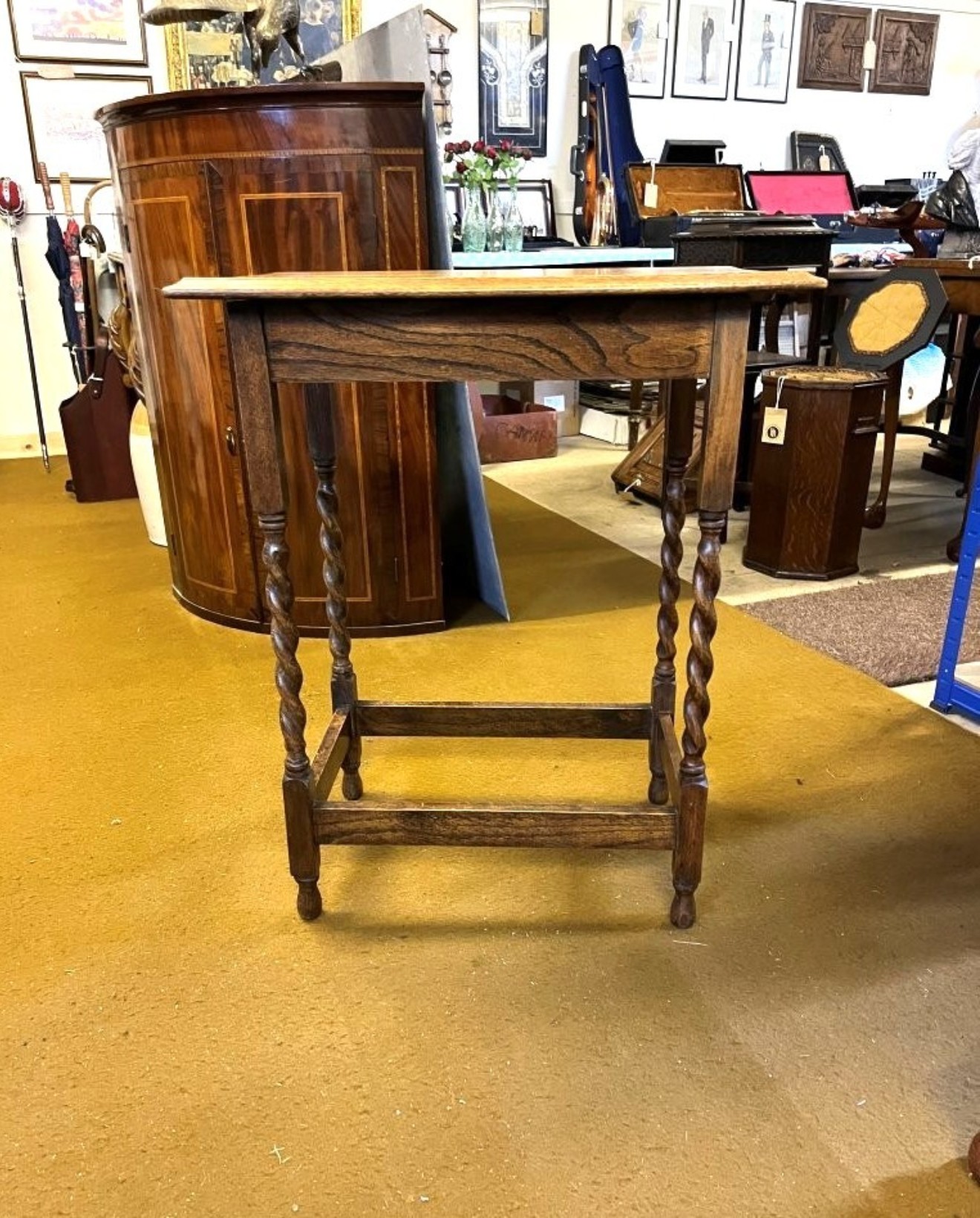 Antique Oak Rectangular Occasional Table with Barley Twist Legs