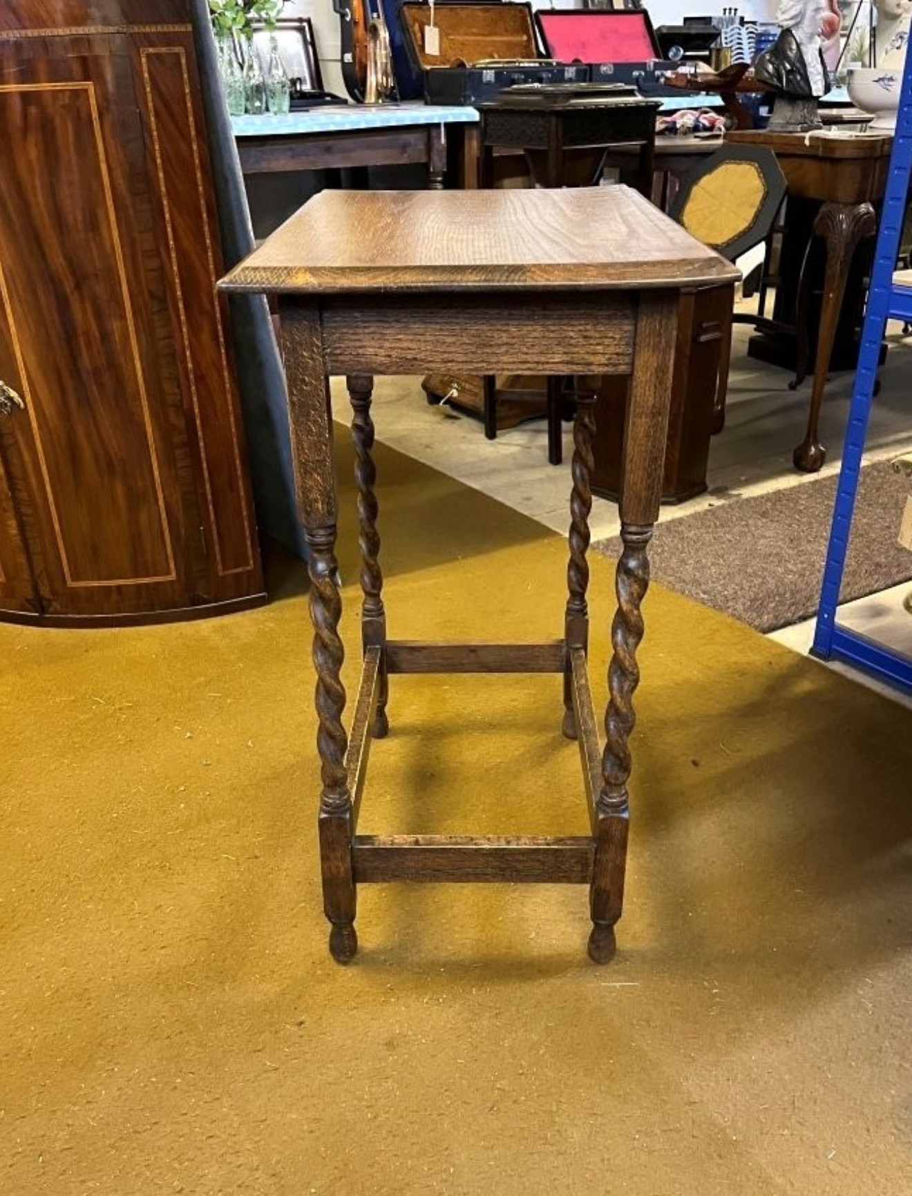 Antique Oak Rectangular Occasional Table with Barley Twist Legs