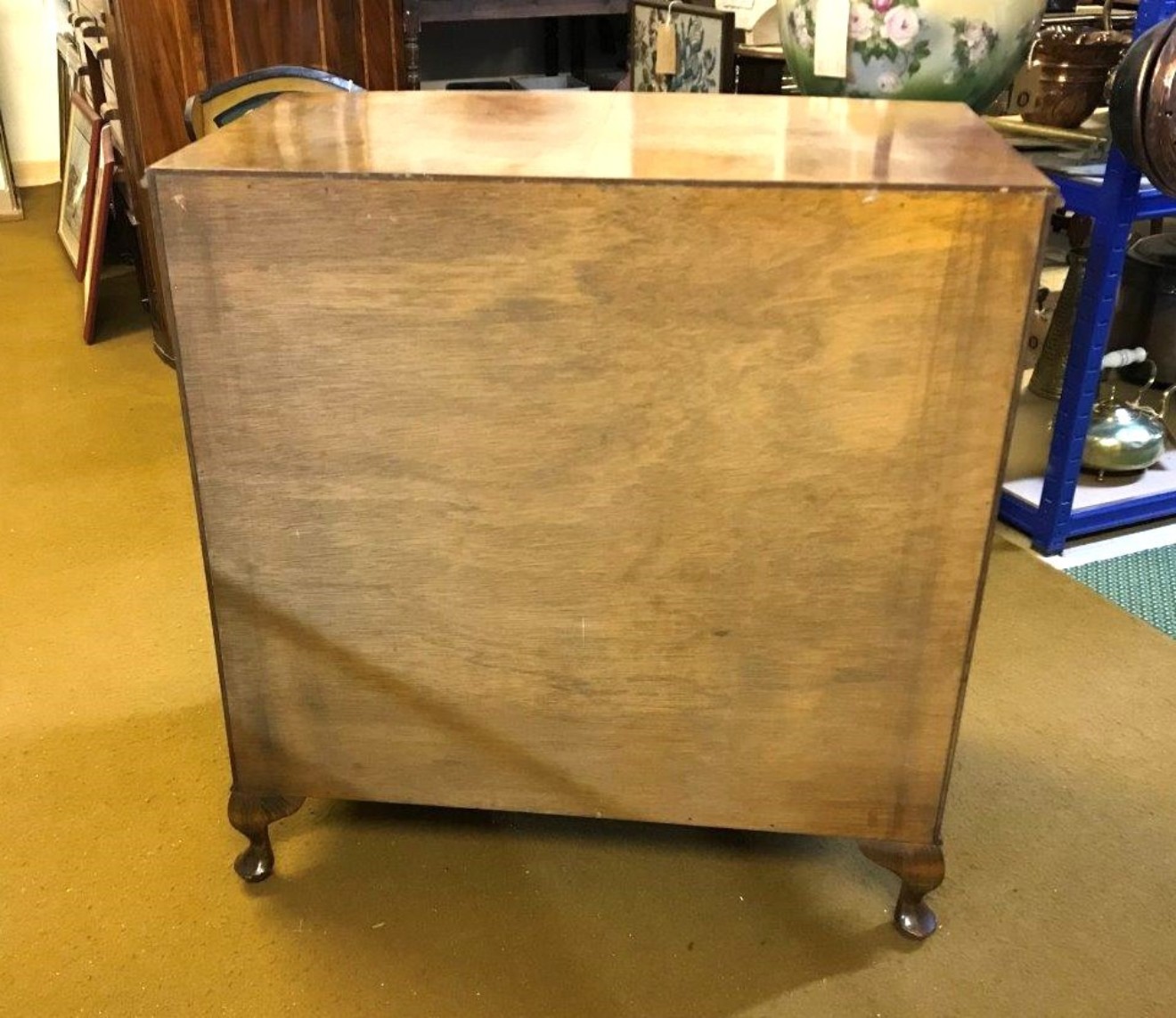 Queen Anne Style Burr Walnut Bow Front Chest of Drawers