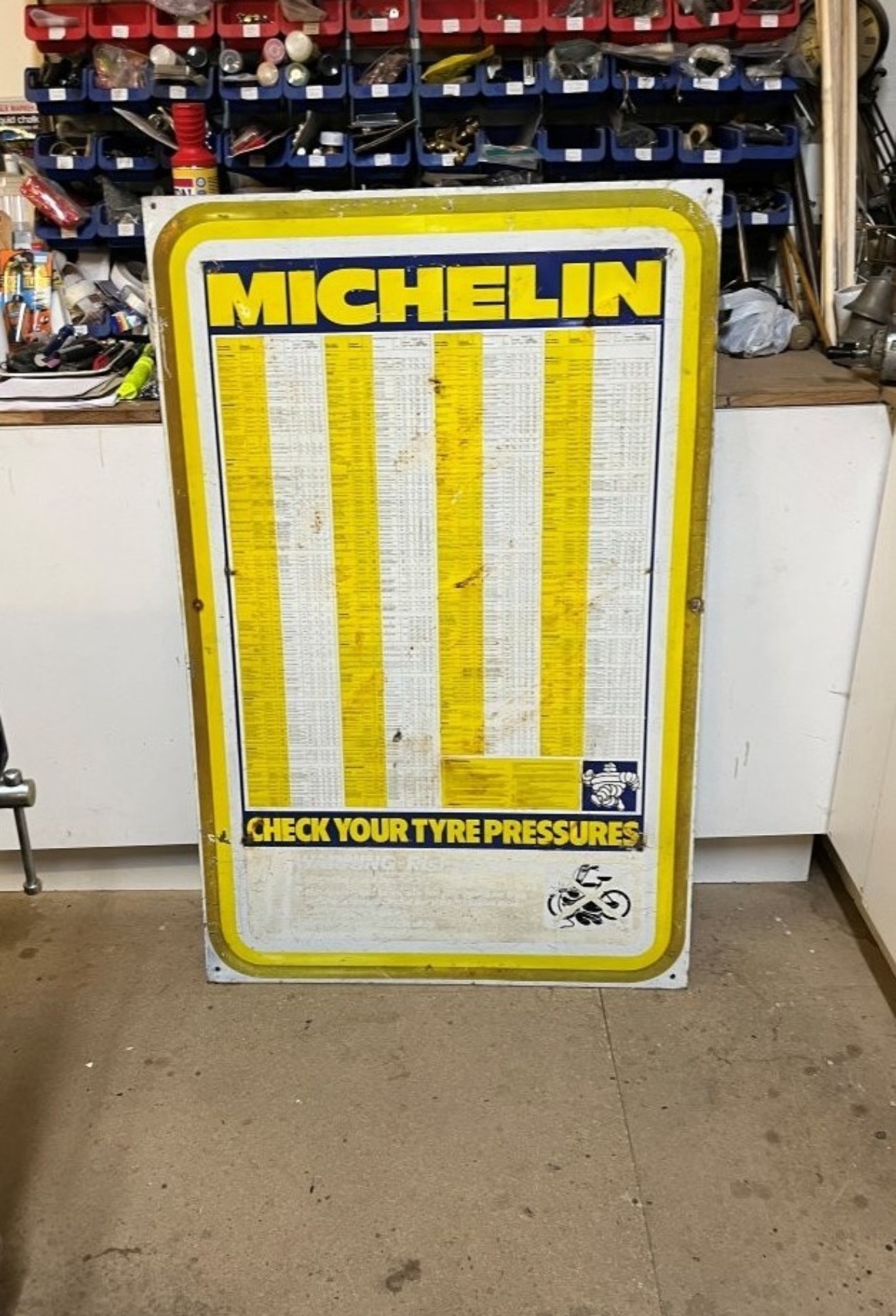 Vintage Michelin Check My Tyre Pressure Chart