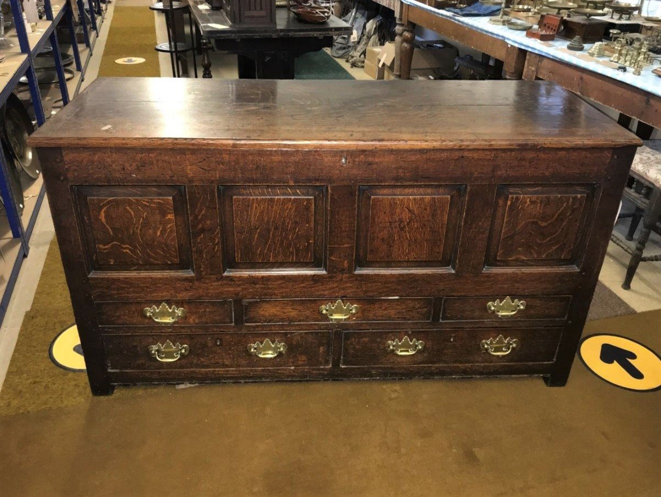 George III Paneled Oak Mule Chest