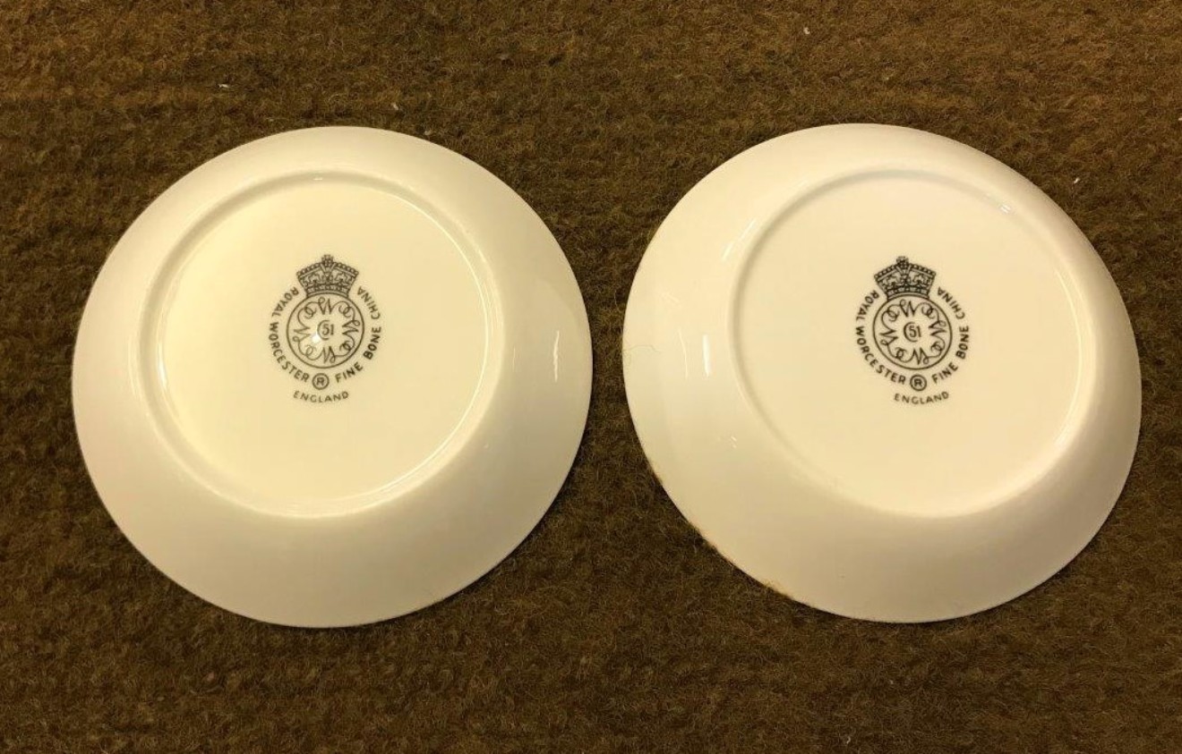 Vintage Royal Worcester Fine Bone China Trinket Dishes Blue Funnel Line Ships 'Agamemnon' and 'Orestes'