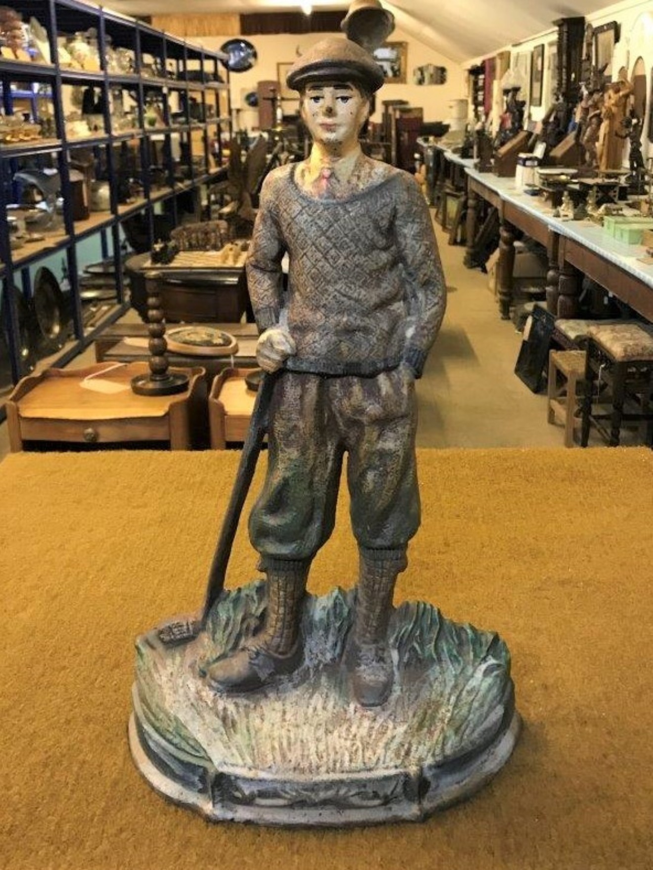 Cast Doorstop Figure of Golfer