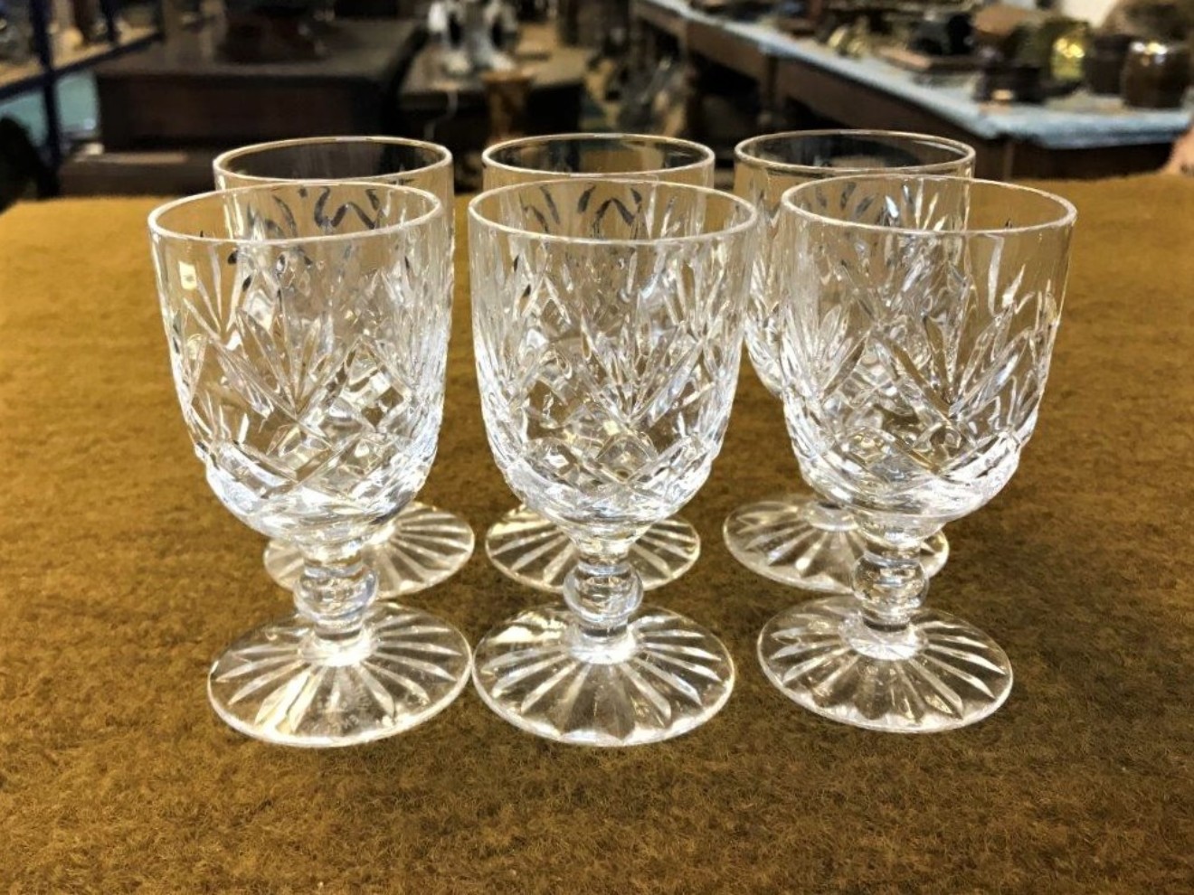 Set of 6 Royal Doulton Crystal Sherry Glasses