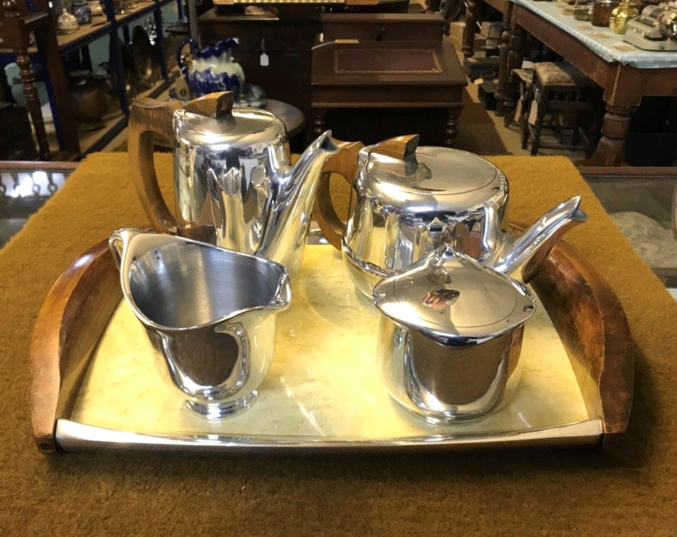 Piquot Ware Tea / Coffee Set with Tray