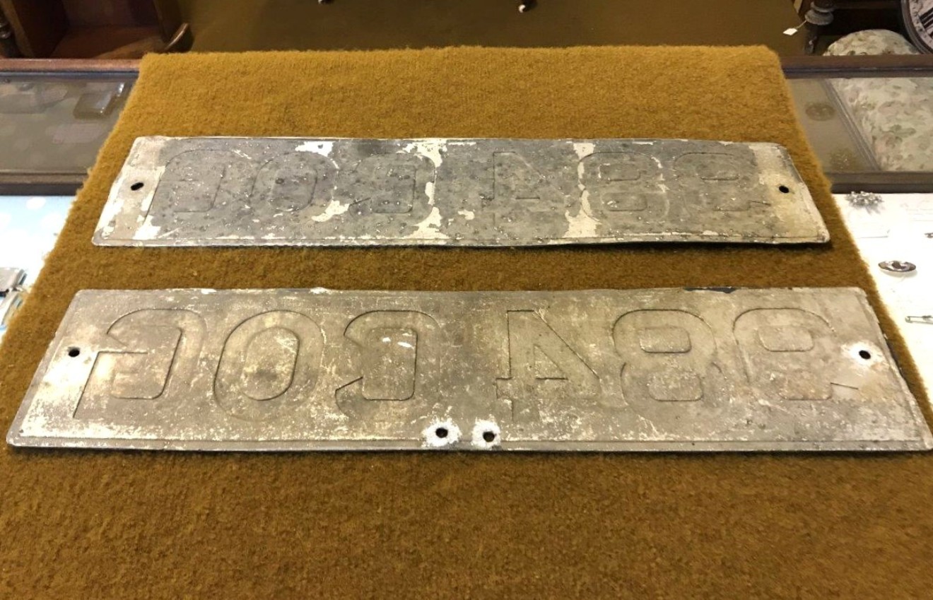 Vintage 1950s Pair of Motor Car Number Plates '984 COG'