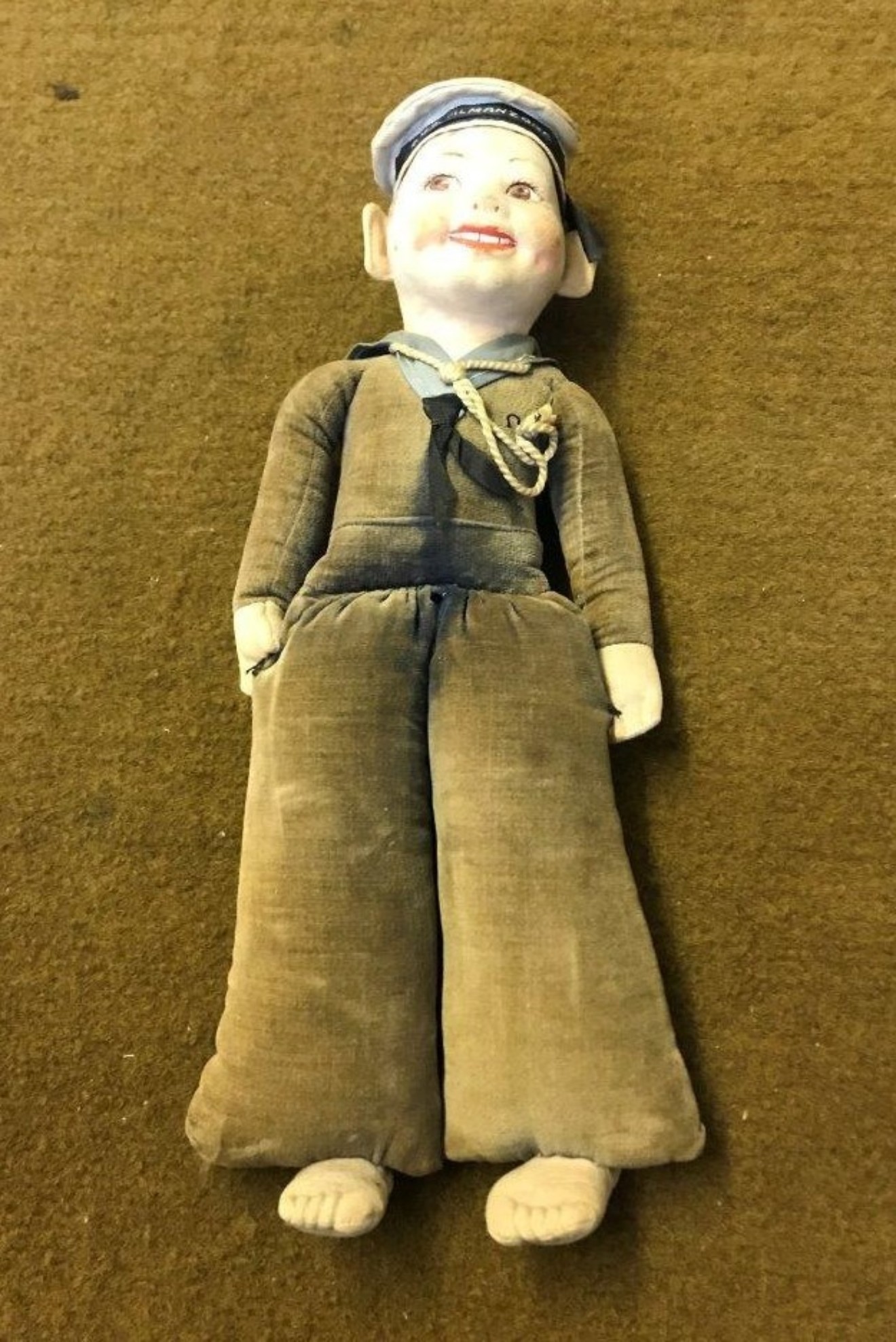 Rare Antique Norah Wellings Sailor Cloth Doll R.M.S. Almanzora